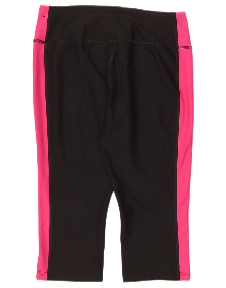 Женские леггинсы-капри Nike Dri Fit UK 14, средний черный, полиэстер с цветными блоками