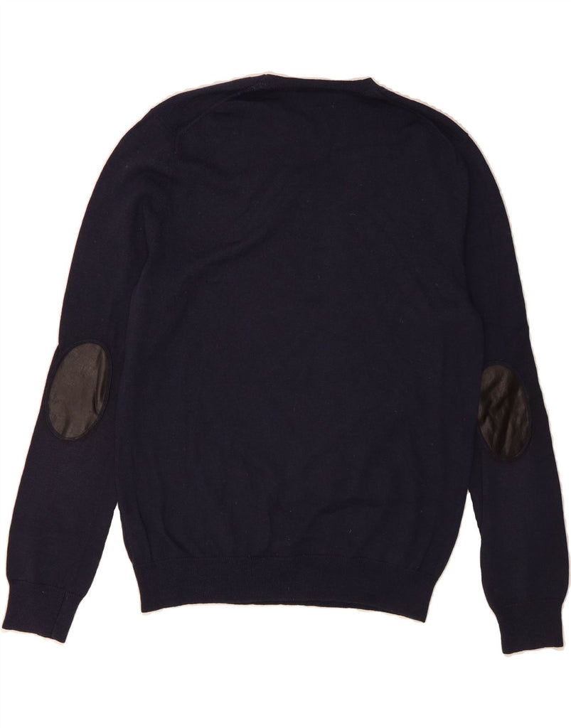 BANANA REPUBLIC Mens Crew Neck Jumper Sweater Medium Navy Blue Merino Wool Vintage Banana Republic and Second-Hand Banana Republic from Messina Hembry 