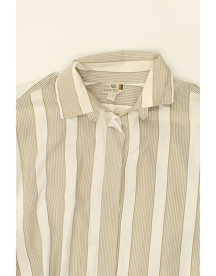 RESI HAMMERER  Womens Oversized Longline Shirt EU 38 Medium Beige Striped Vintage Resi Hammerer and Second-Hand Resi Hammerer from Messina Hembry 