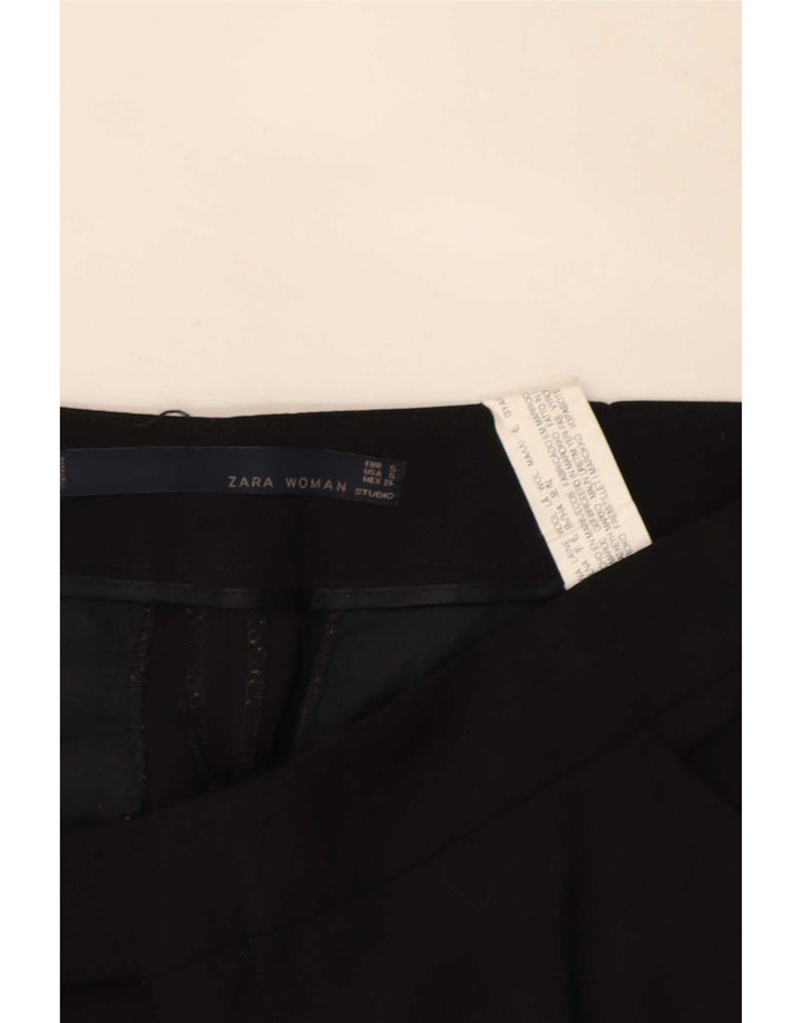 Женские прямые костюмные брюки Zara, маленькие W26 L26, черные, шерстяные