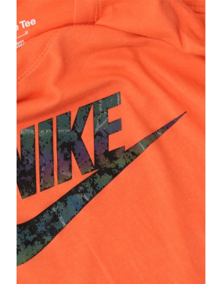 Мужская футболка с рисунком Nike, хлопковый топ среднего оранжевого цвета