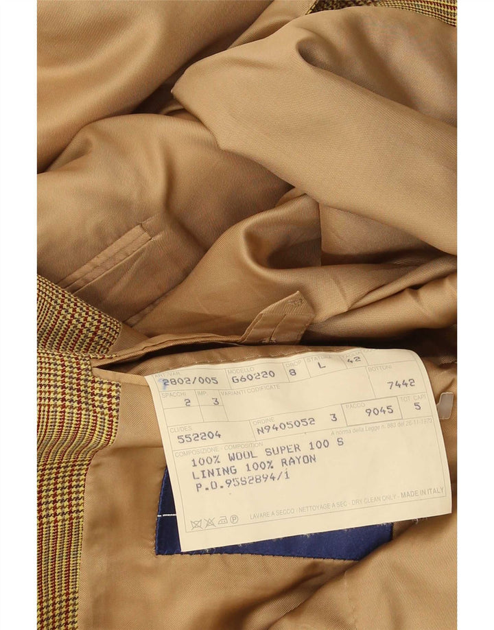 Мужской пиджак Gieves & Hawkes на 2 пуговицах, Великобритания, 42 XL, коричневый, шерсть с узором «гусиные лапки»
