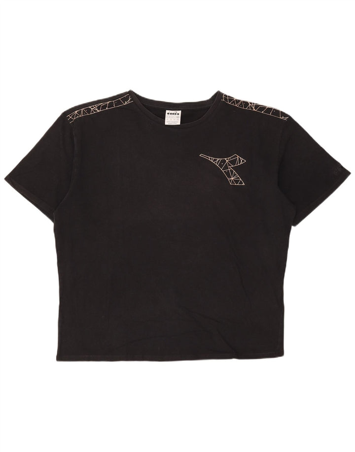 Мужская футболка Diadora с рисунком, топ XL, черный хлопок