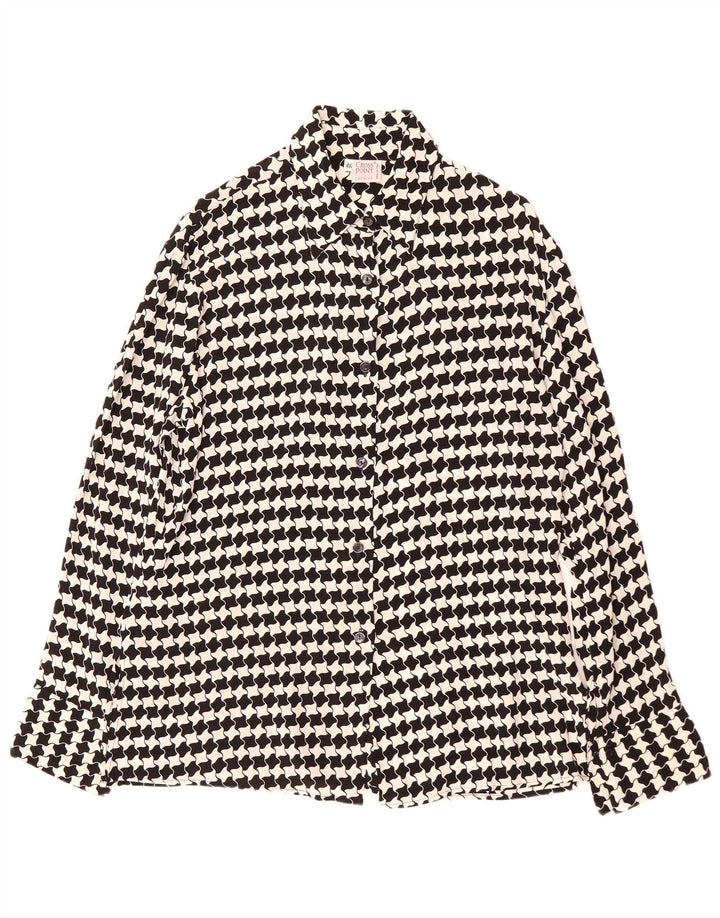 Женская рубашка-блузка VINTAGE IT 46, большая черная, вискоза с узором "гусиные лапки"