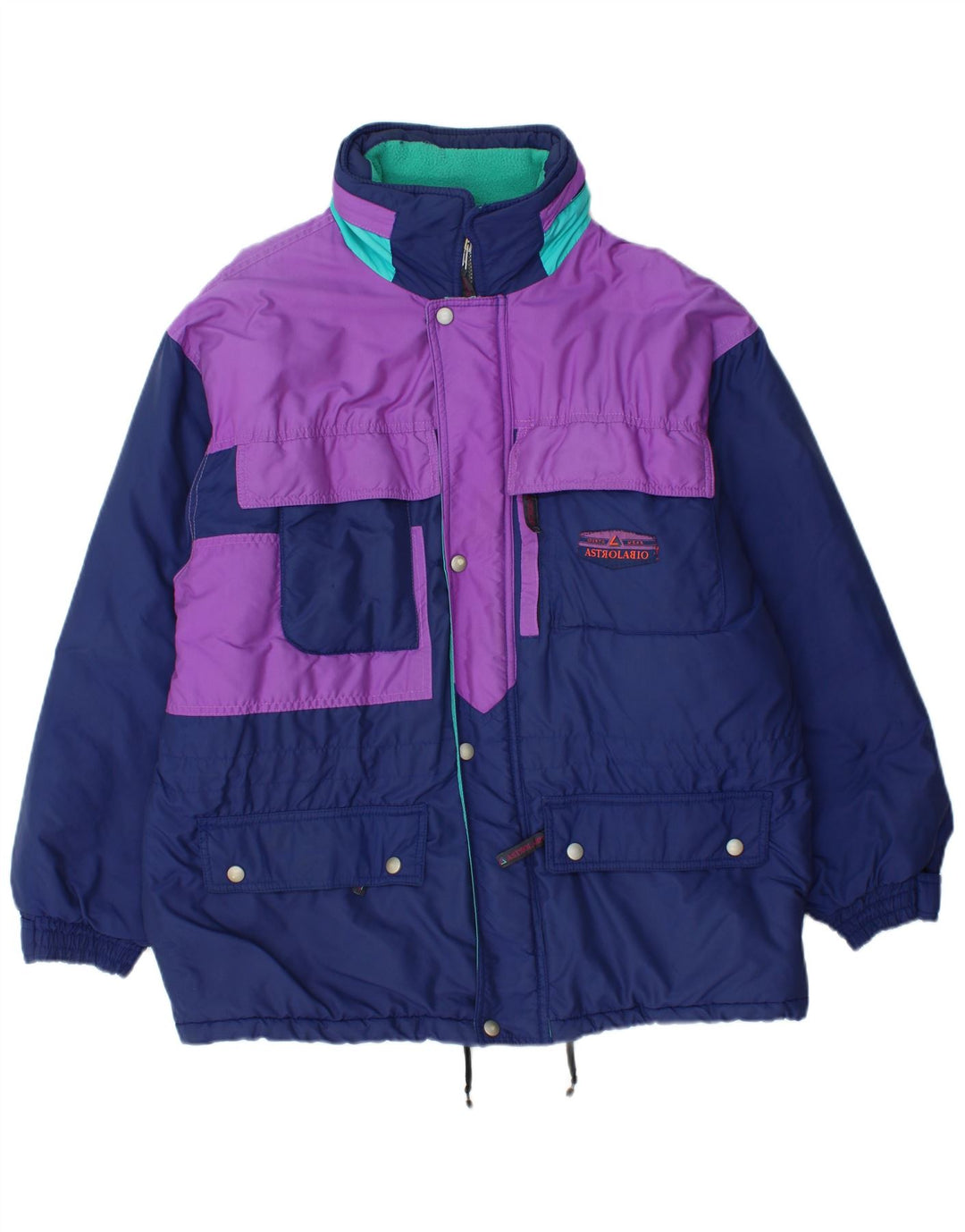 Мужская лыжная куртка с капюшоном Astrolabio UK 38, средний темно-синий с цветными блоками