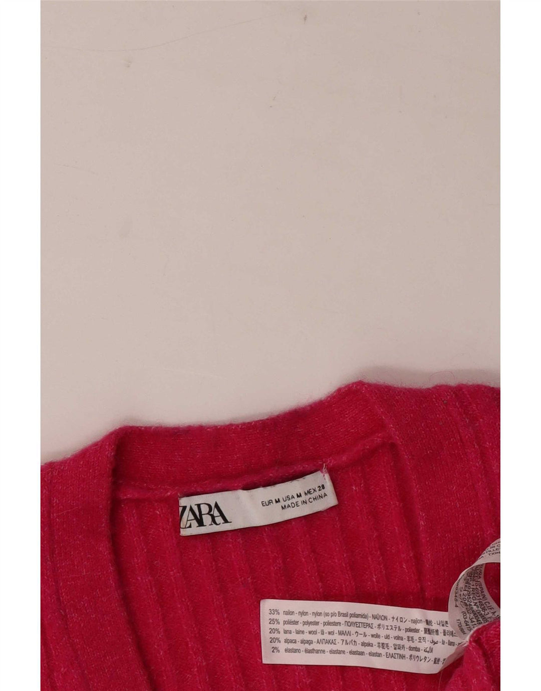 Женский укороченный кардиган Zara UK 12, нейлон среднего розового цвета