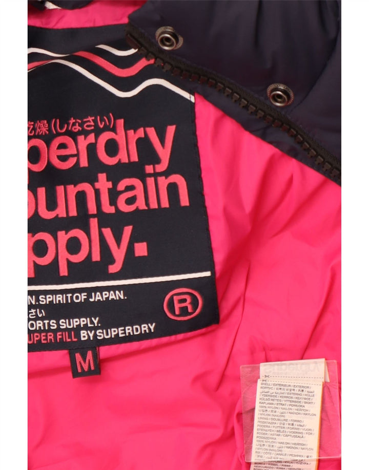 SUPERDRY Женская стеганая куртка с капюшоном UK 12, средний темно-синий, нейлон