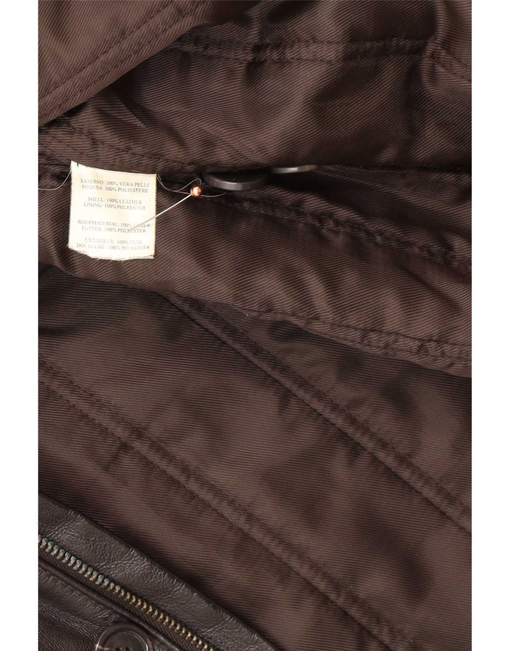 Винтажное мужское кожаное пальто IT 58 3XL черное