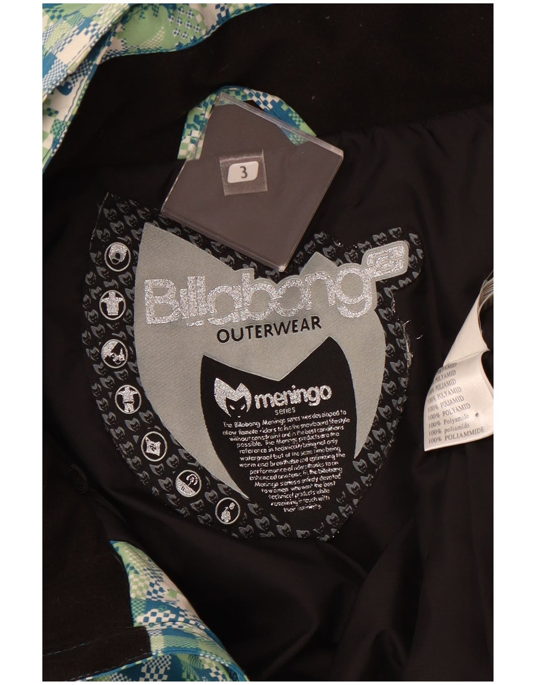 BILLABONG Женская ветровка с капюшоном UK 14, большая зеленая клетка