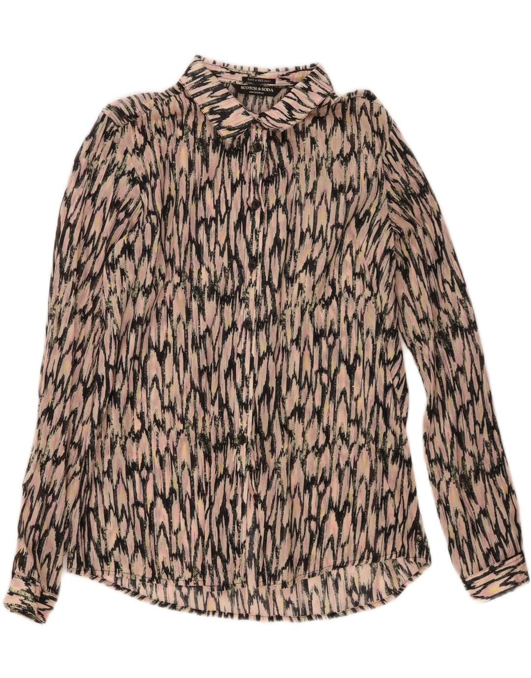 Женская блузка-рубашка с абстрактным узором Scotch & Soda UK 14, средний розовый цвет