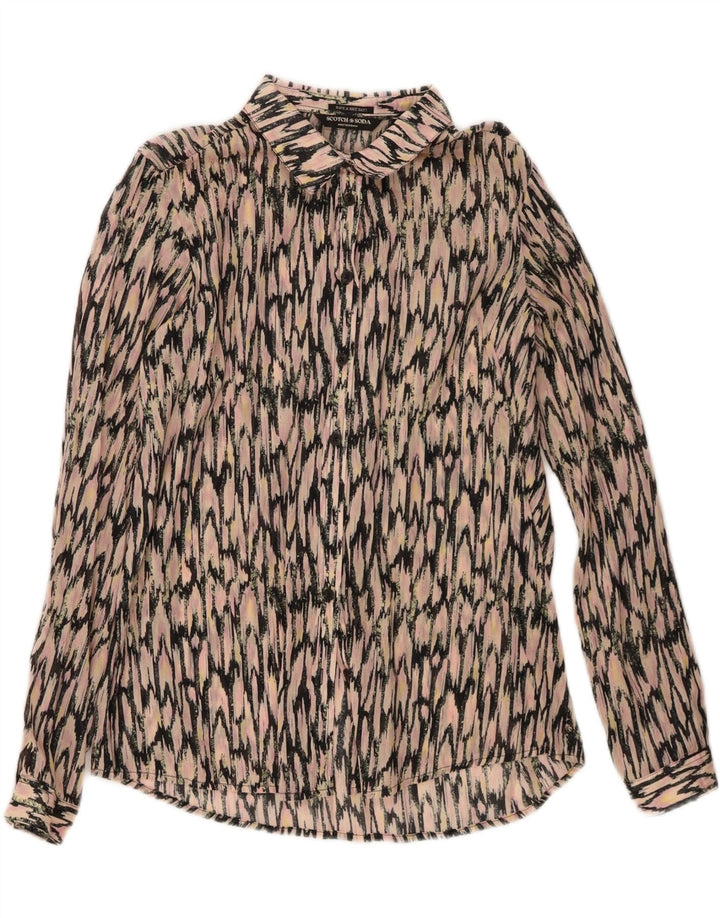 Женская блузка-рубашка с абстрактным узором Scotch & Soda UK 14, средний розовый цвет