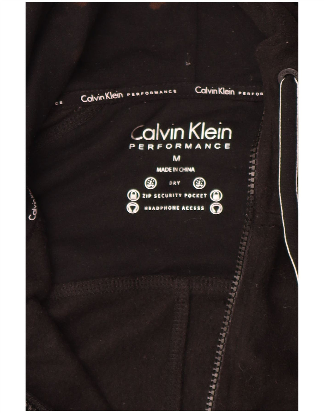 CALVIN KLEIN Женская флисовая куртка с капюшоном и графическим рисунком UK 14, средний черный