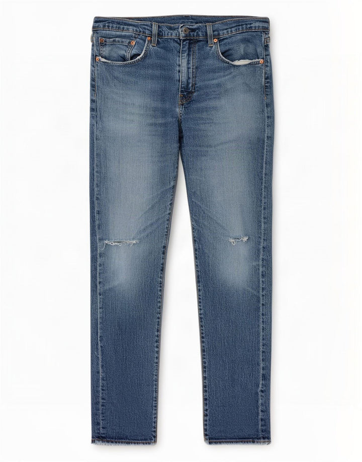 Мужские потертые узкие джинсы Levi's W33 L34 синие, хлопок