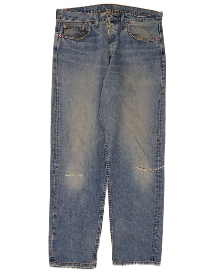 Мужские потертые прямые джинсы Levi's W36 L32, синий хлопок