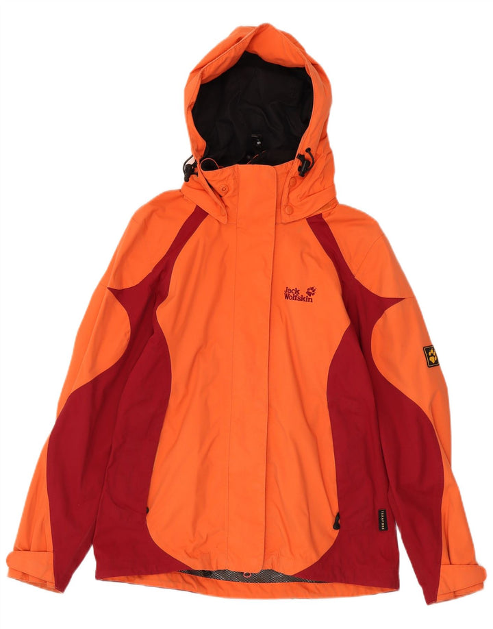 Женская непромокаемая куртка с капюшоном Jack Wolfskin UK 10, маленькая оранжевая с цветными блоками