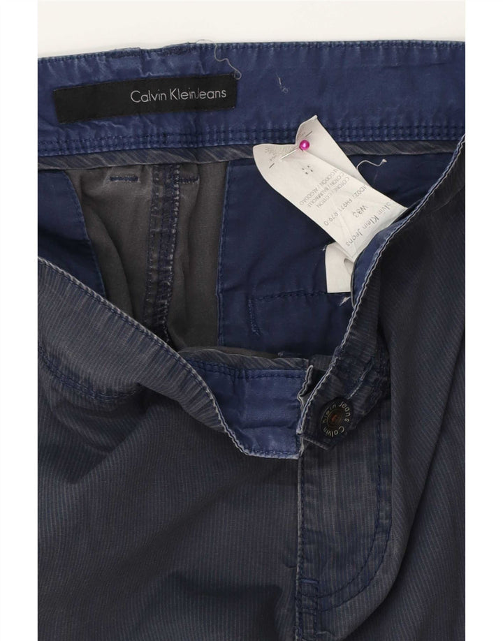 Мужские шорты-карго Calvin Klein W33, средние, темно-синие, хлопковые в тонкую полоску