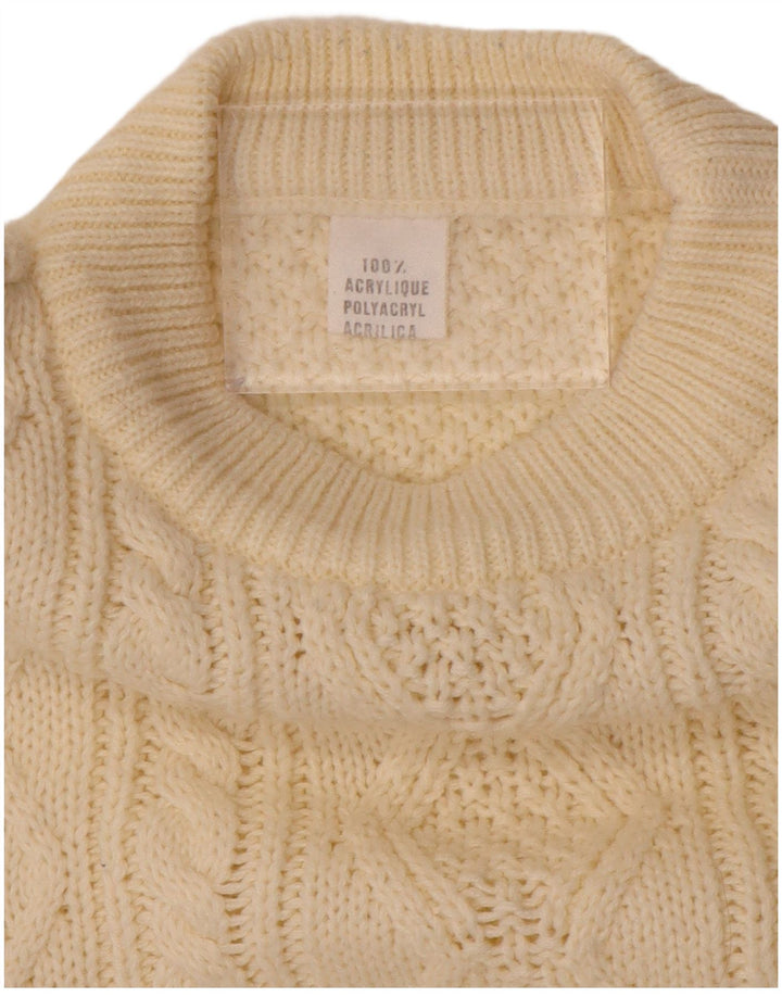 ВИНТАЖНЫЙ женский джемпер с круглым вырезом, Великобритания 20, размер 2XL, белый полиакрил