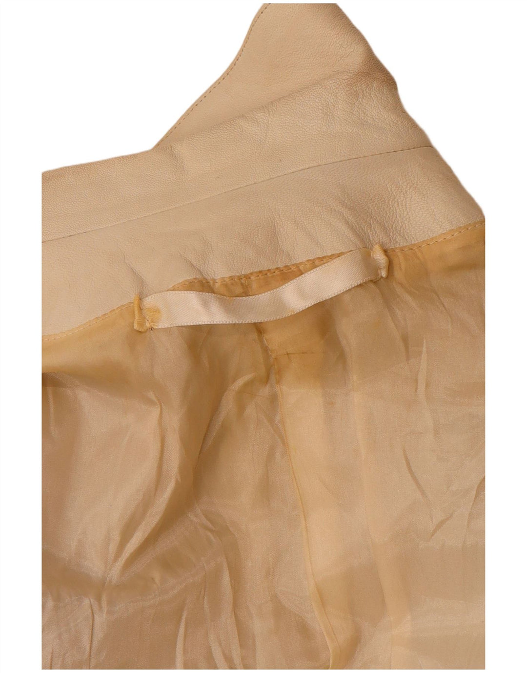 Винтажный женский двубортный кожаный пиджак (Великобритания) 12, средний бежевый