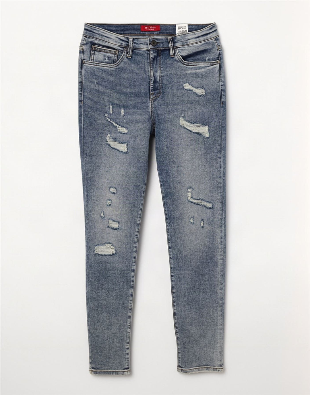 Guess Мужские потертые узкие джинсы W31 L32 Синие хлопковые