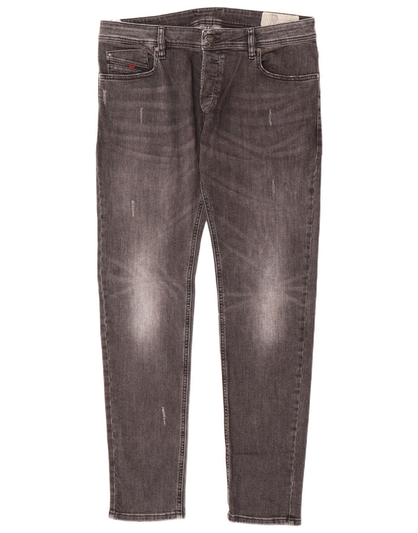 Мужские потертые узкие джинсы Diesel W36 L32, серый хлопок