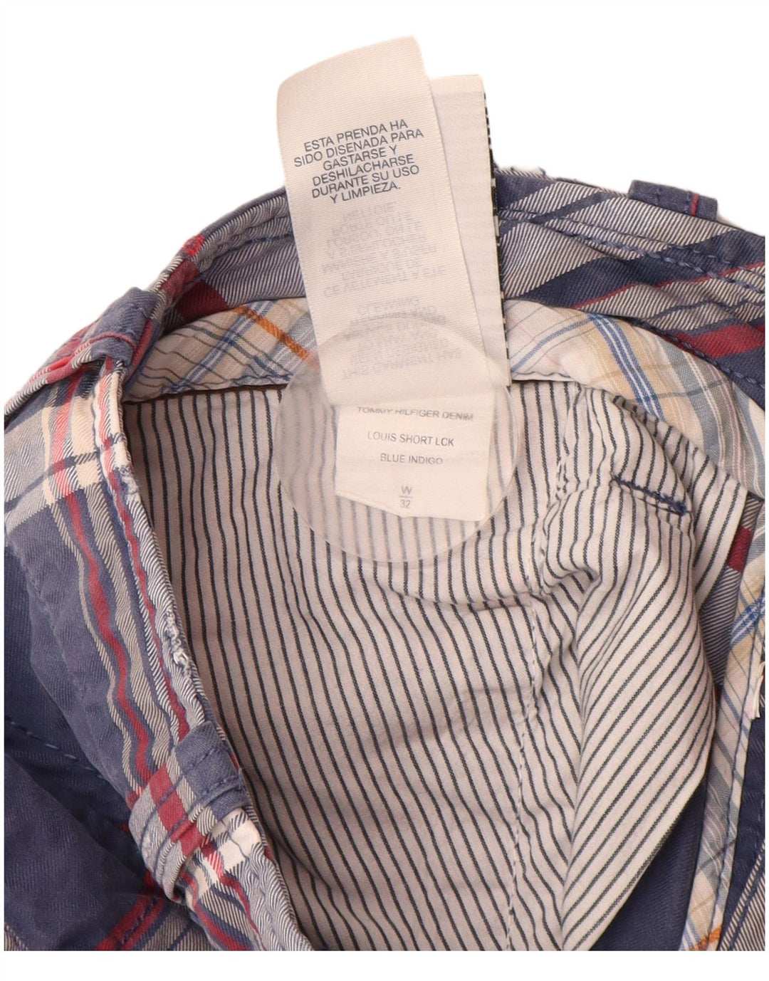 TOMMY HILFIGER Мужские шорты карго W32, средний темно-синий в клетку, хлопок