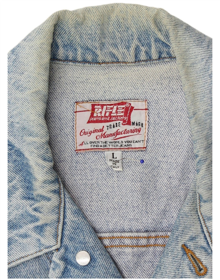 Мужская джинсовая куртка Rifle UK 40, большая синяя хлопковая ткань
