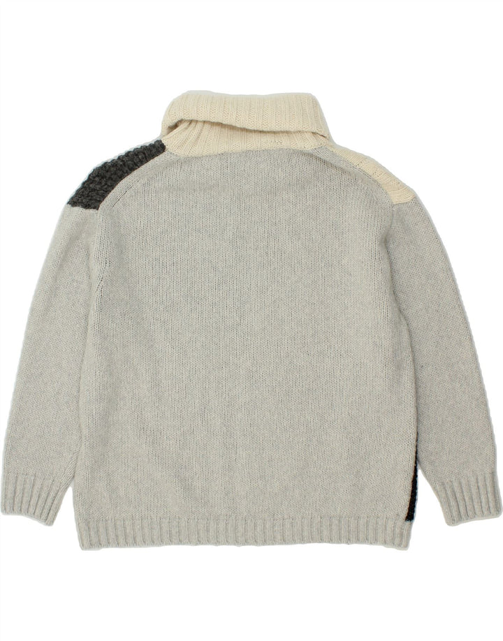 TOM TAILOR Womens Roll Neck Jumper Sweater UK 16 Large Grey Colourblock Vintage Tom Tailor and Second-Hand Tom Tailor from Messina Hembry 