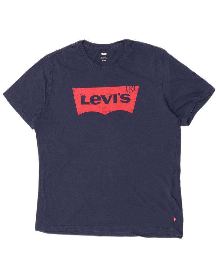 Мужская футболка с рисунком Levi's, топ XL, темно-синий, хлопок