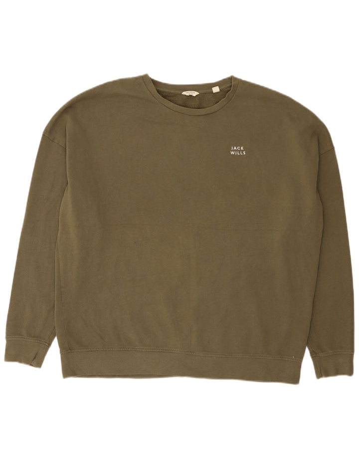 Женский джемпер-толстовка оверсайз Jack Wills UK 16, большой размер, цвет хаки, хлопок