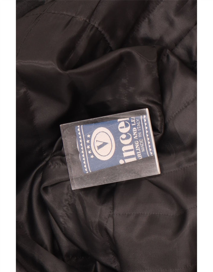 VINCENT Женское кожаное пальто оверсайз с капюшоном IT 42 Medium Black Leather
