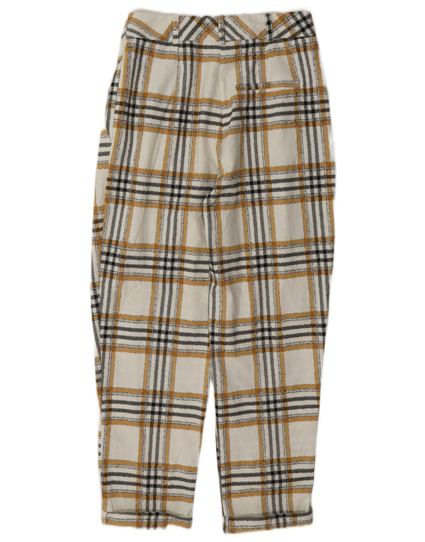 Topshop Женские укороченные брюки с завышенной талией UK 8 Small W26 L24 Белая клетка