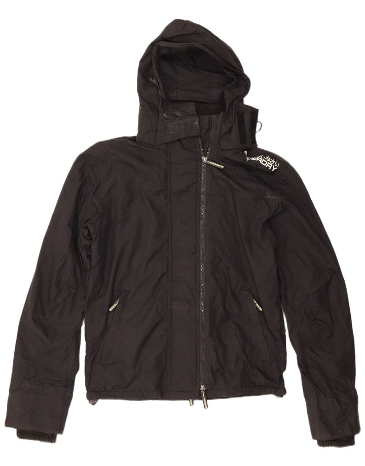 Женская ветровка с капюшоном с графическим рисунком Superdry UK 14, средний черный нейлон
