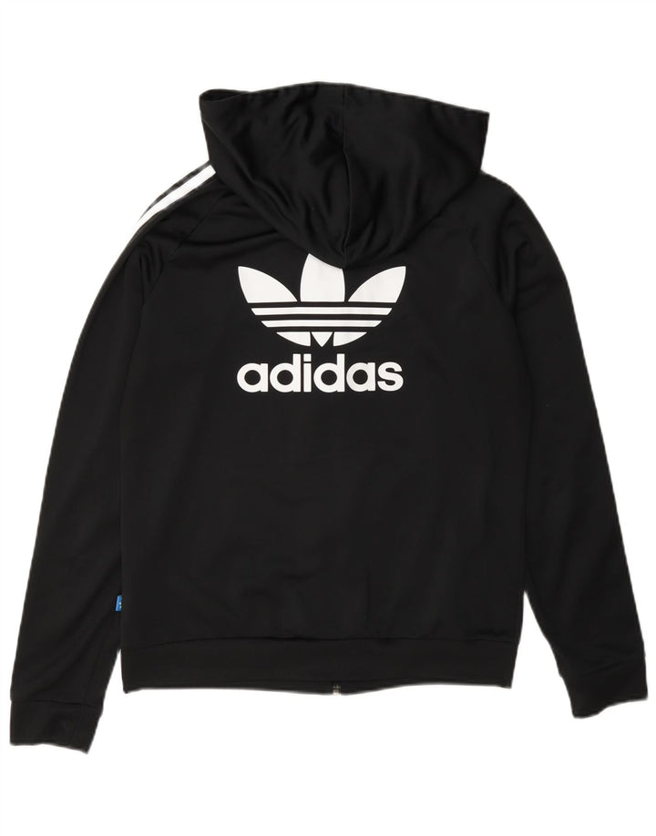 Женский свитер с капюшоном Adidas на молнии с графическим рисунком UK 12, средний черный, полиэстер