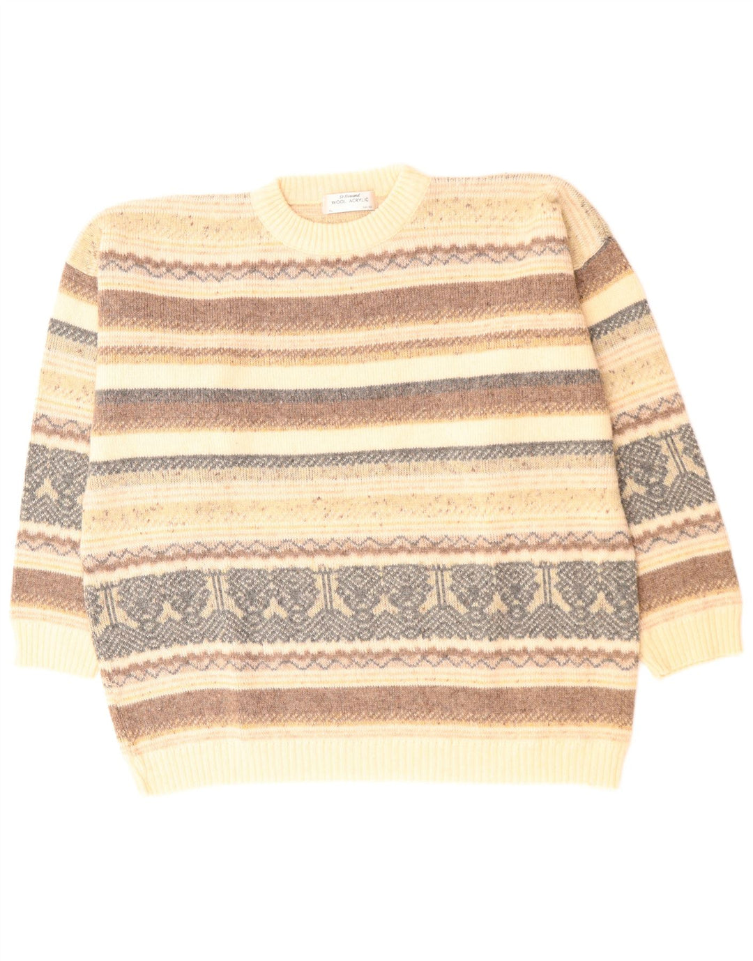 СТ. Мужской джемпер с круглым вырезом BERNARD, размер 44/46 XL, бежевый Fair Isle