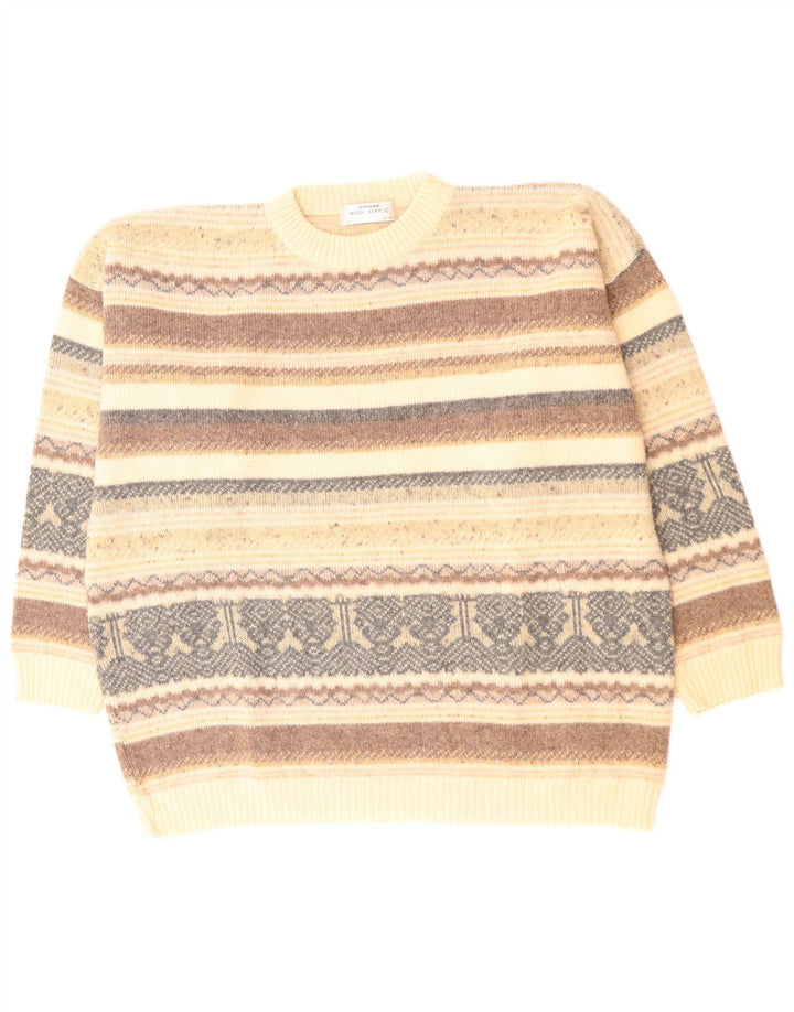 СТ. Мужской джемпер с круглым вырезом BERNARD, размер 44/46 XL, бежевый Fair Isle