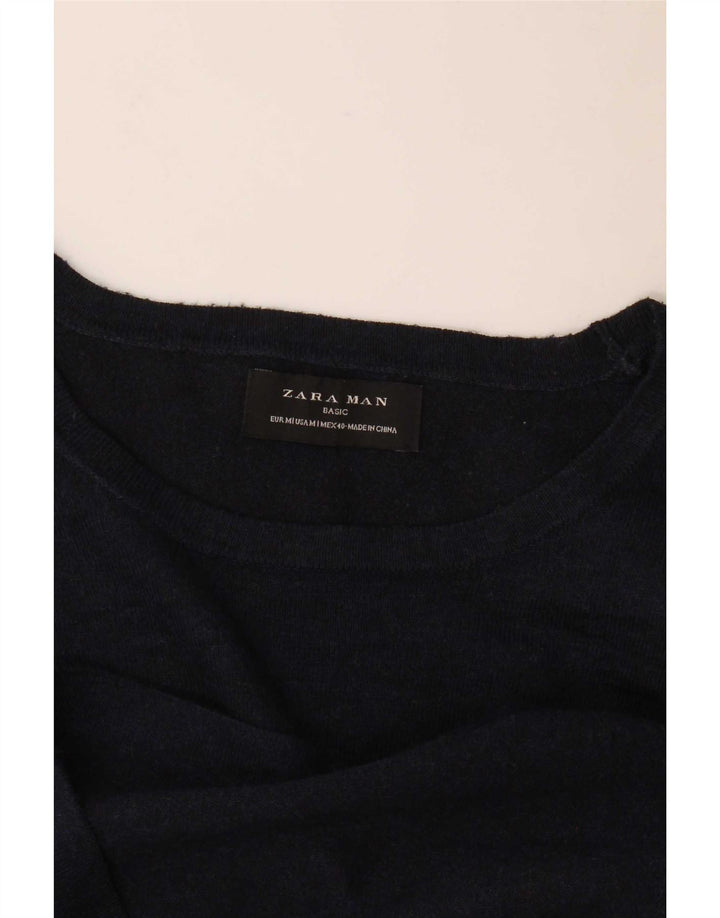 Мужской джемпер с вырезом лодочкой Zara, средний темно-синий