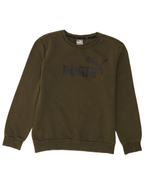 Мужской свитшот с рисунком Puma XS, хлопок цвета хаки