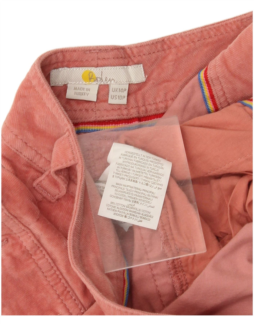 Женские укороченные вельветовые брюки BODEN для джоггеров UK 14, большие W34 L25, розовые