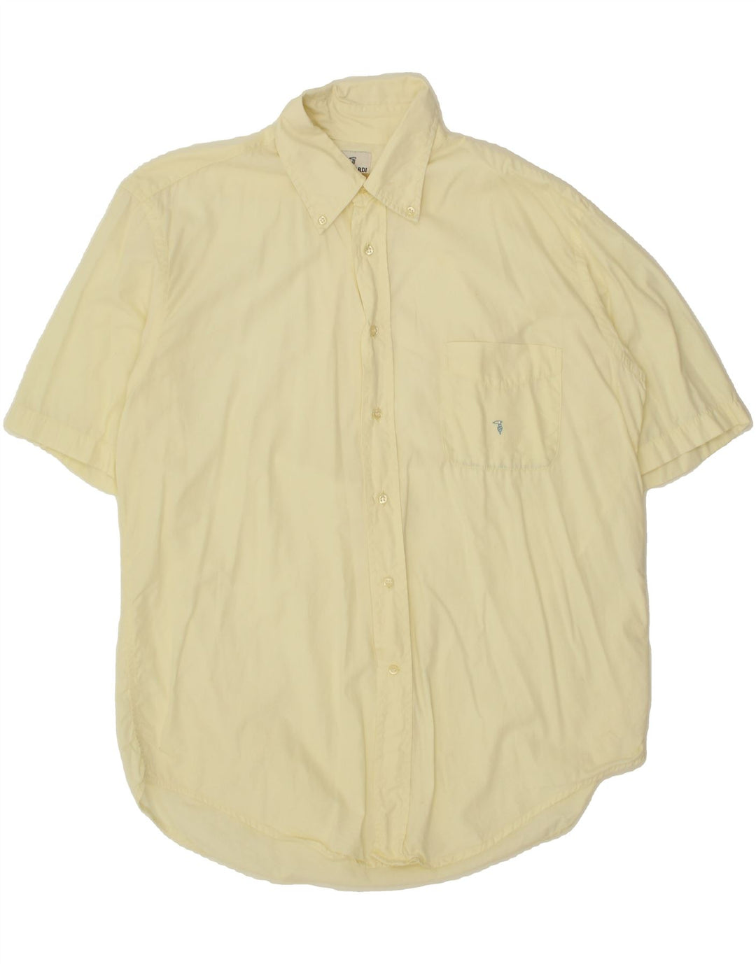 TRUSSARDI Mens Short Sleeve Shirt Large Yellow Vintage Trussardi and Second-Hand Trussardi from Messina Hembry 
