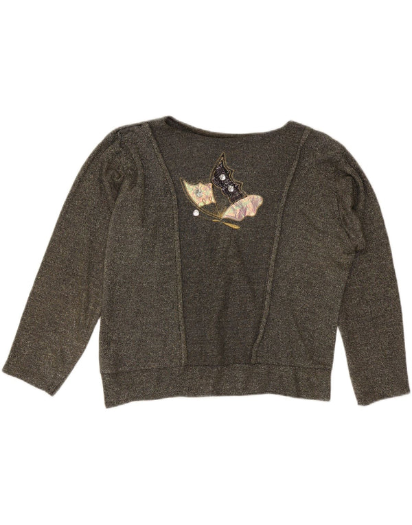 Женский свитер оверсайз с рисунком VINTAGE UK 10, маленький серый цвет