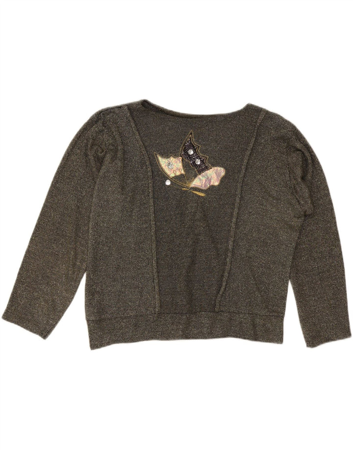 Женский свитер оверсайз с рисунком VINTAGE UK 10, маленький серый цвет