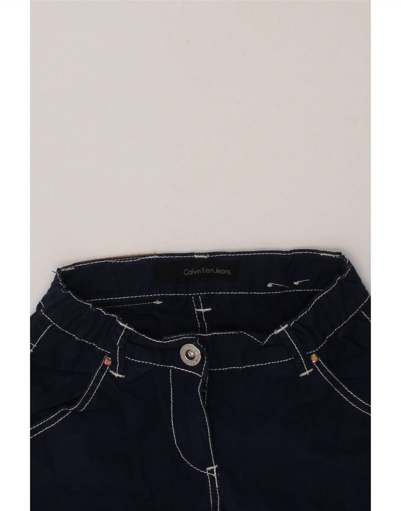 CALVIN KLEIN Girls Slim Chino Trousers 4-5 Years W18 L10 Navy Blue Cotton Vintage Calvin Klein and Second-Hand Calvin Klein from Messina Hembry 