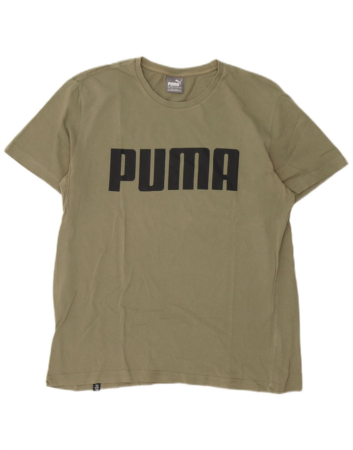 Мужская футболка с рисунком Puma, средний цвет, хаки, хлопок