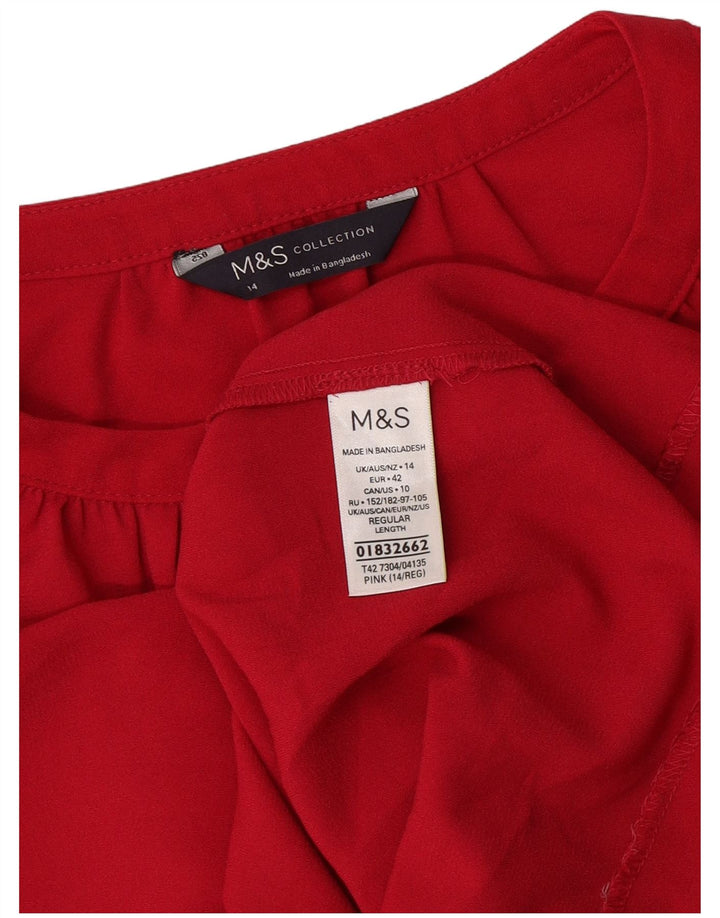 Женское платье прямого кроя с рукавами 3/4 Marks & Spencer, Великобритания 14, большой розовый полиэстер