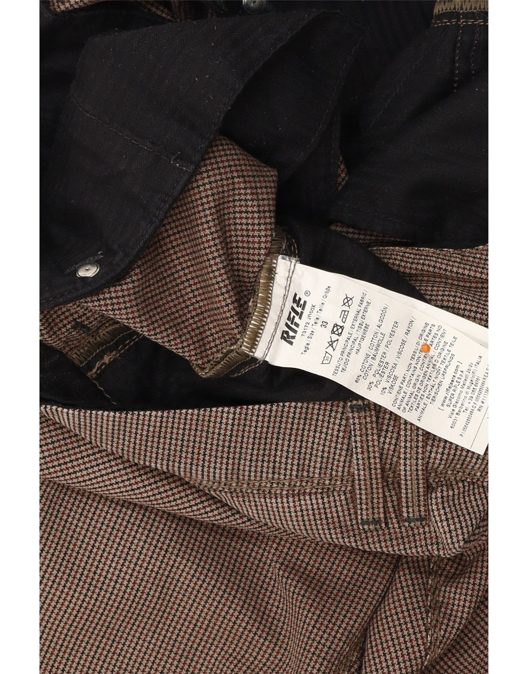 Мужские узкие брюки-чинос RIFLE W33 L32, коричневые хлопковые брюки с узором «гусиные лапки»