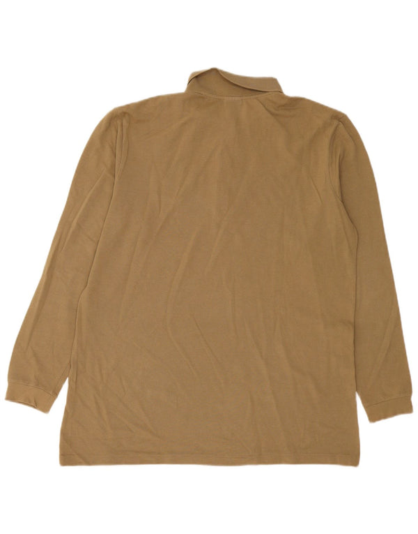 Lacoste Женская рубашка-поло с длинным рукавом, размер 46 XL, хлопок цвета хаки