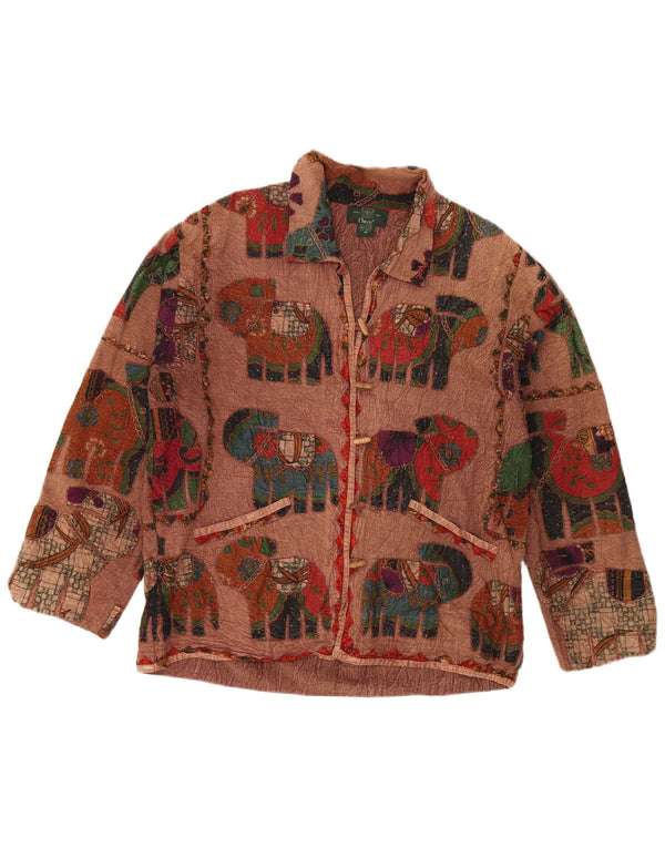 Женская оверсайз-дафл куртка ORVIS UK 14, средний коричневый цвет с анималистическим принтом