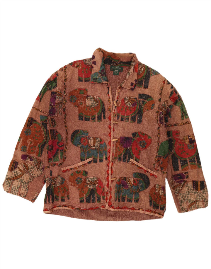 Женская оверсайз-дафл куртка ORVIS UK 14, средний коричневый цвет с анималистическим принтом