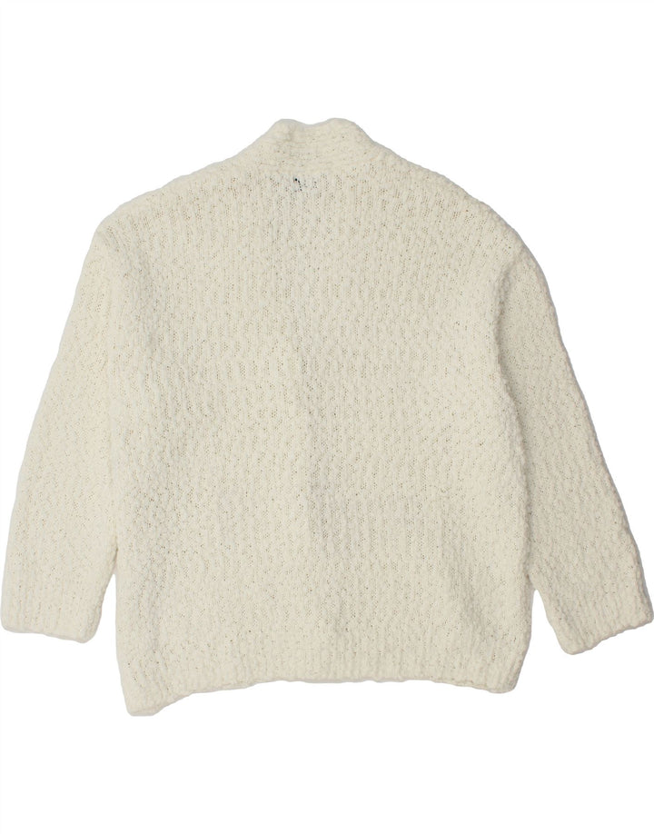 ZARA Womens 3/4 Sleeve Cardigan Sweater UK 14 Medium Off White Polyester Vintage Zara and Second-Hand Zara from Messina Hembry 