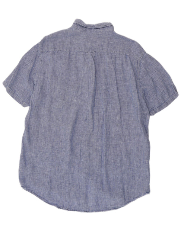 GANT Мужская рубашка обычного кроя с коротким рукавом, размер 45/46, 2XL, синяя с узором «гусиные лапки»